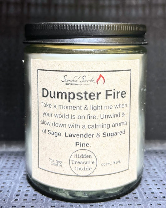 "Dumpster Fire"  Sage & Lavender Scented Candle | 100% Soy Wax with a Hidden Treasure