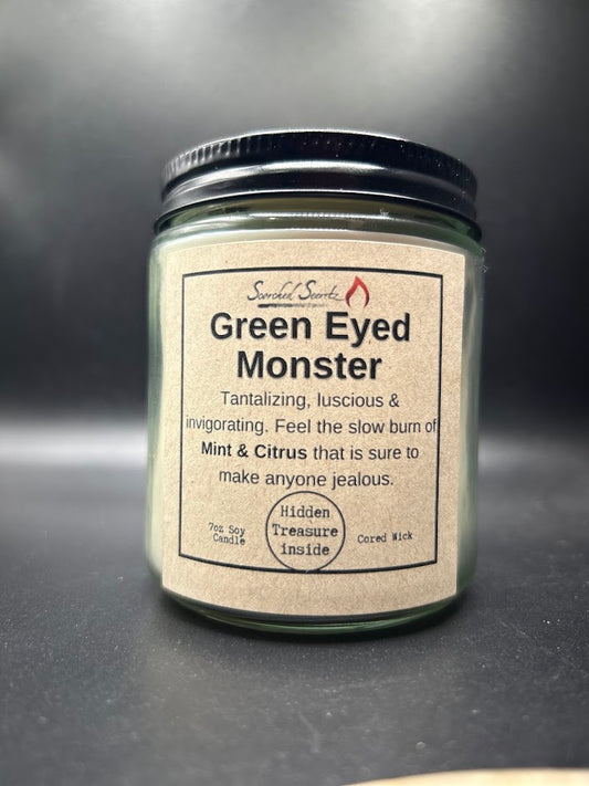 "Green Eyed Monster" Mint Mojito Scented Candle | 100% Soy Wax with a Hidden Treasure