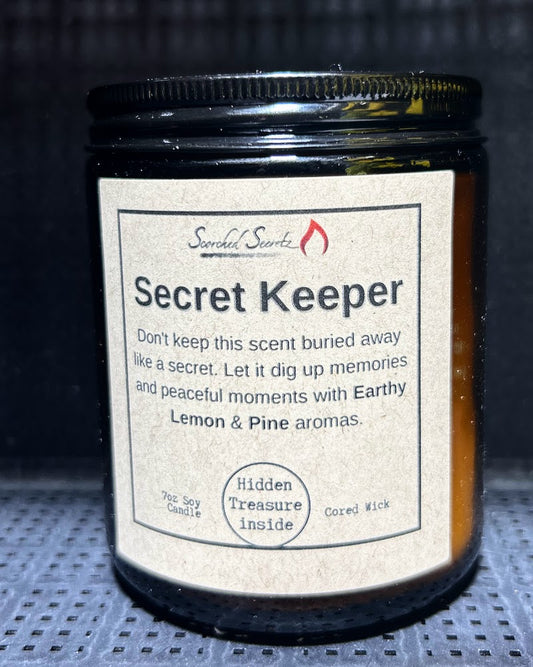 "Secret Keeper" Lemon & Pine Scented Candle | 100% Soy Wax with a Hidden Treasure
