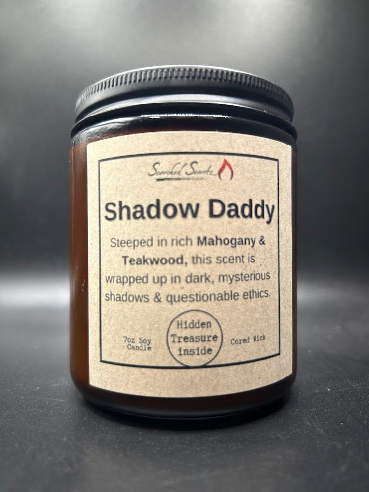 "Shadow Daddy" Mahogany & Teakwood Scented Candle | 100% Soy Wax with a Hidden Treasure