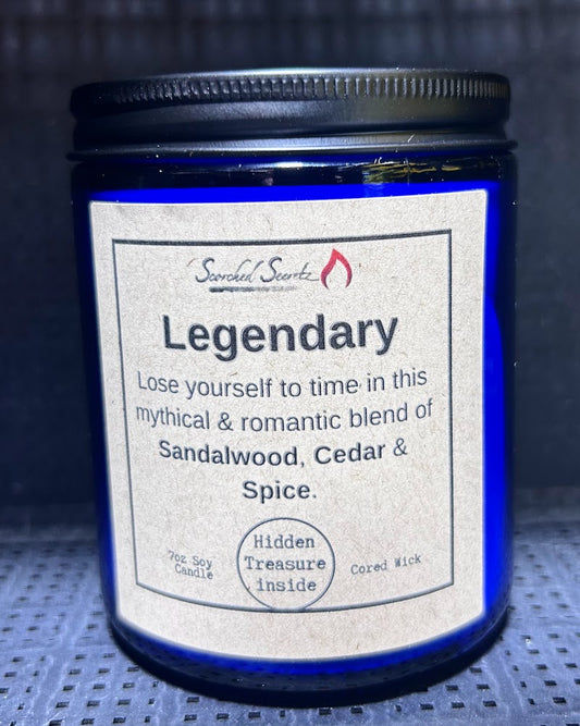 "Legendary" Sandalwood & Cedar Scented Candle | 100% Soy Wax with a Hidden Treasure