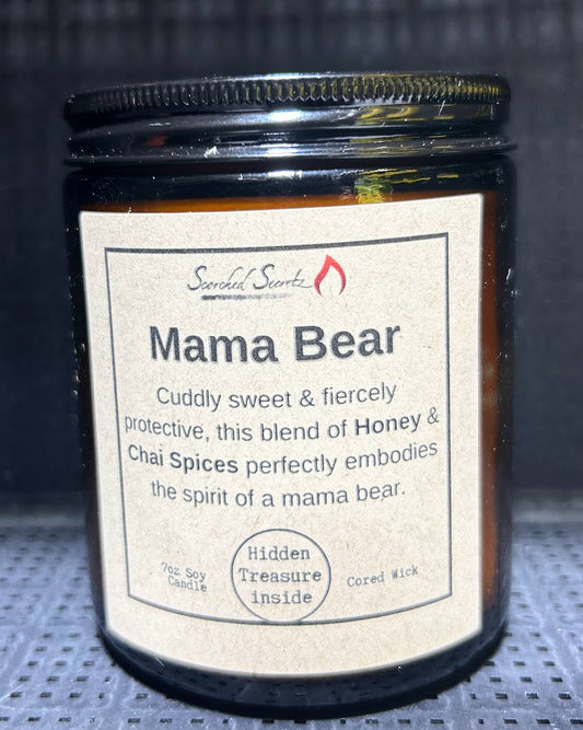 "Mama Bear" Chai & Honey Scented Candle | 100% Soy Wax with a Wood Wick & Hidden Treasure Inside