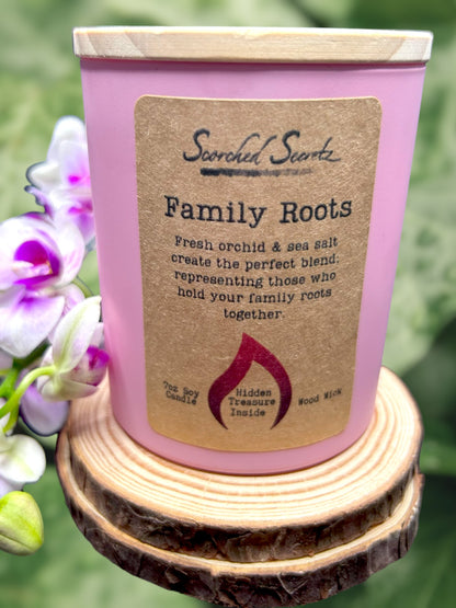 Family Roots Scented Candle | 100% Soy Wax with a Wood Wick & Hidden Treasure Inside