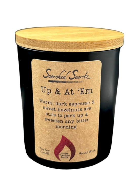 Up & At 'Em Scented Candle | 100% Soy Wax with a Wood Wick & Hidden Treasure Inside