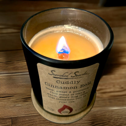 Cuddly Cinnamon Roll Scented Candle | 100% Soy Wax with a Wood Wick & Hidden Treasure Inside