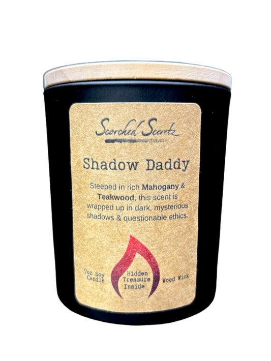 Shadow Daddy Scented Candle | 100% Soy Wax with a Wood Wick & Hidden Treasure Inside