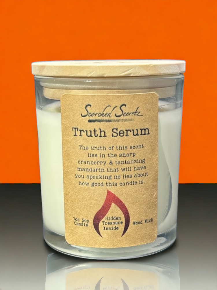 Truth Serum Scented Candle | 100% Soy Wax with a Wood Wick & Hidden Treasure Inside