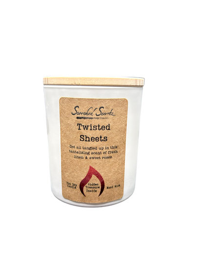 Twisted Sheets Scented Candle | 100% Soy Wax with a Wood Wick & Hidden Treasure Inside