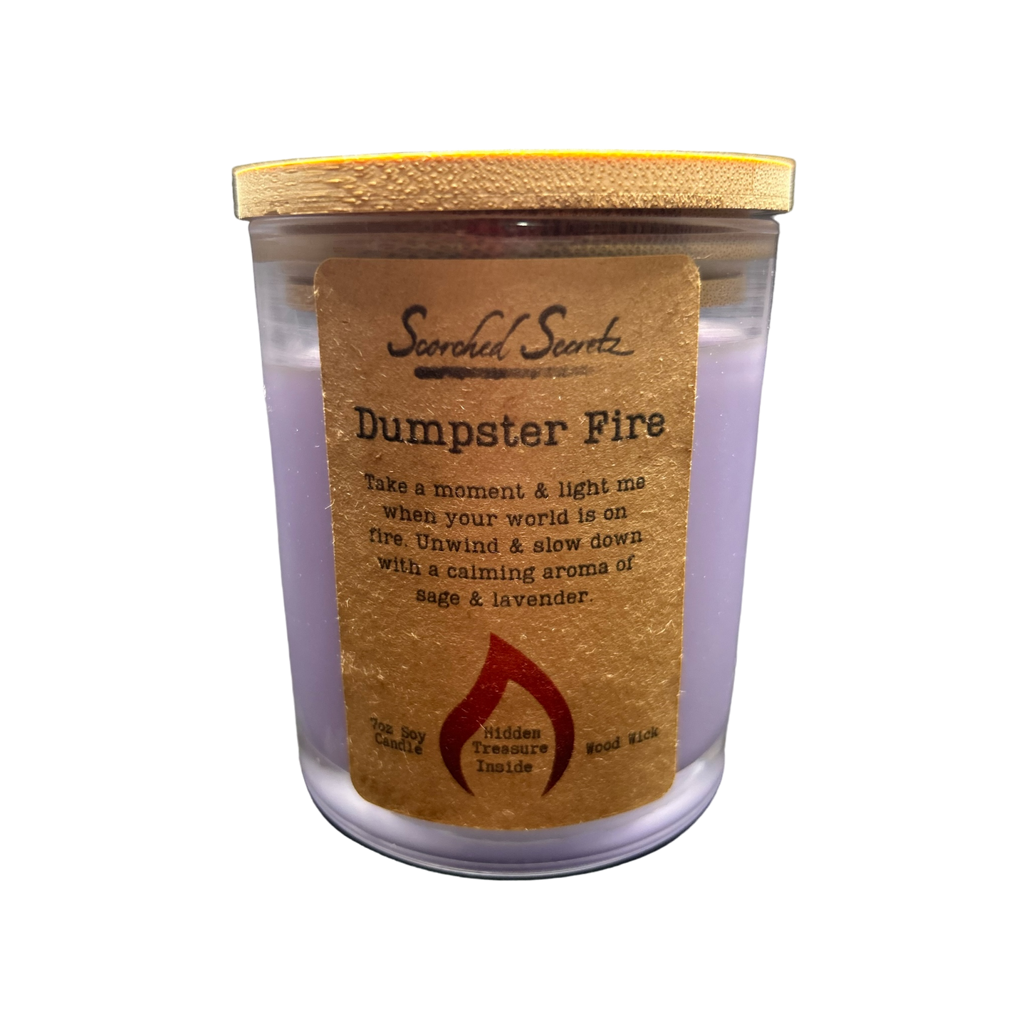 Dumpster Fire Scented Candle | 100% Soy Wax with a Wood Wick & Hidden Treasure Inside