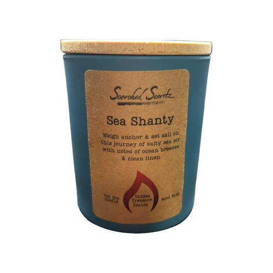 Sea Shanty Scented Candle | 100% Soy Wax with a Wood Wick & Hidden Treasure Inside