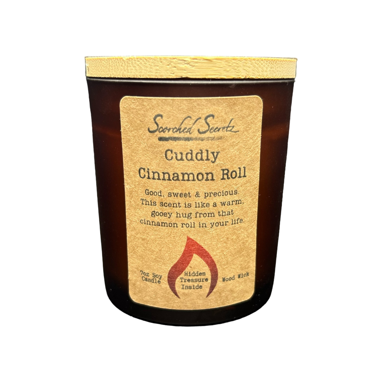 Cuddly Cinnamon Roll Scented Candle | 100% Soy Wax with a Wood Wick & Hidden Treasure Inside