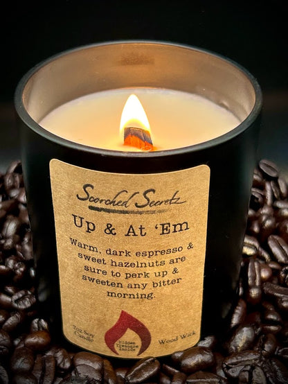 Up & At 'Em Scented Candle | 100% Soy Wax with a Wood Wick & Hidden Treasure Inside